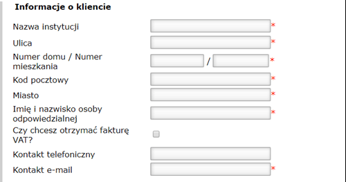 Formularz informacji o kliencie